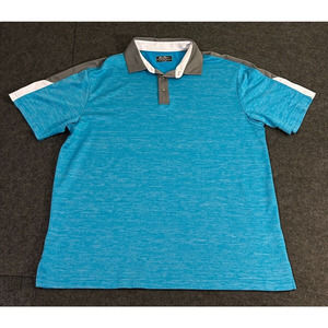 Ben Hogan Performance Polo Golf Shirt Men's Blue with Grey Collar Size Large